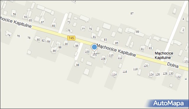Mąchocice Kapitulne, Dolna, 102, mapa Mąchocice Kapitulne