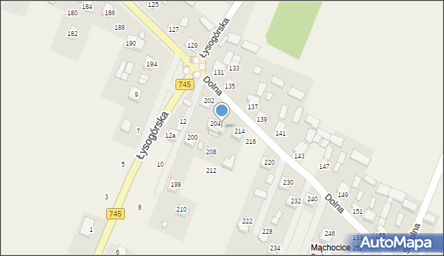Mąchocice Kapitulne, Dolna, 206, mapa Mąchocice Kapitulne