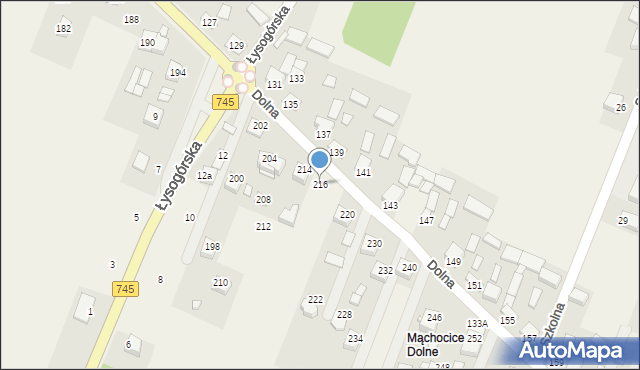 Mąchocice Kapitulne, Dolna, 216, mapa Mąchocice Kapitulne