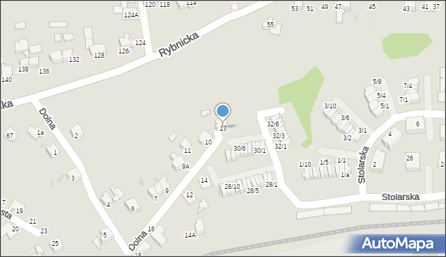 Mikołów, Dolna, 13, mapa Mikołów