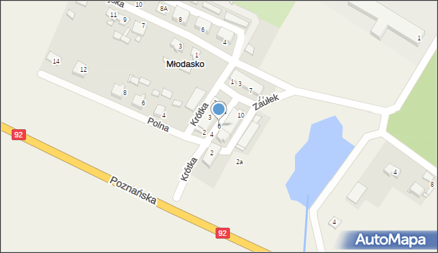 Młodasko, Dojazdowa, 6, mapa Młodasko