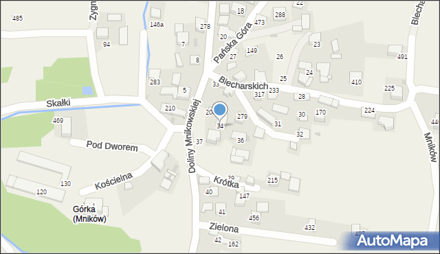 Mników, Doliny Mnikowskiej, 36, mapa Mników