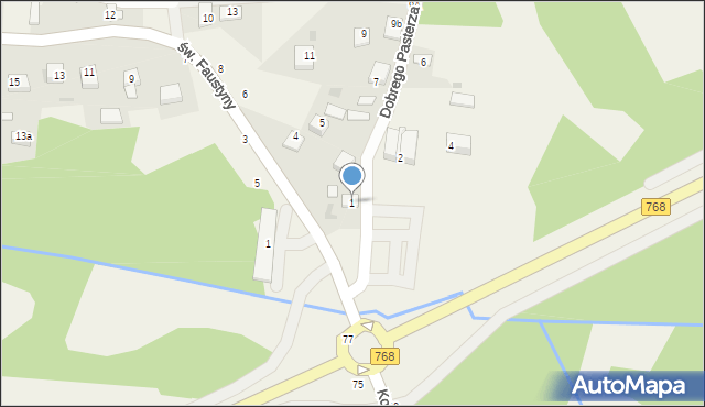 Mokrzyska, Dobrego Pasterza, 1, mapa Mokrzyska