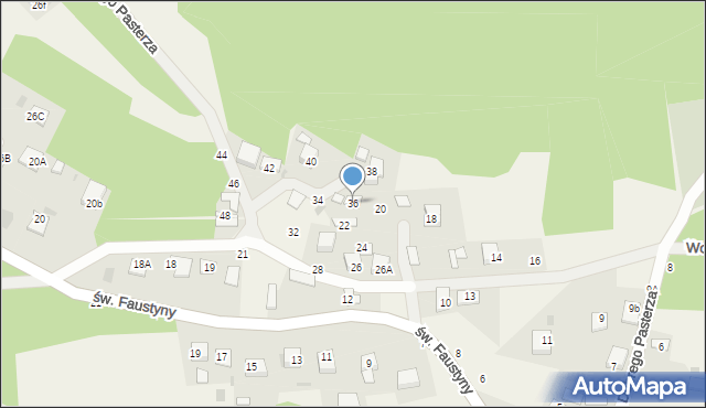 Mokrzyska, Dobrego Pasterza, 36, mapa Mokrzyska