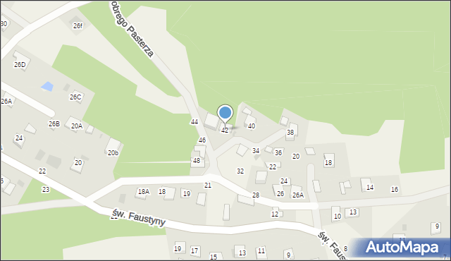 Mokrzyska, Dobrego Pasterza, 42, mapa Mokrzyska