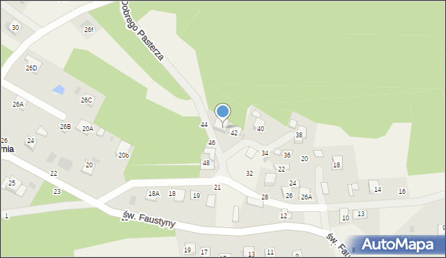 Mokrzyska, Dobrego Pasterza, 42A, mapa Mokrzyska