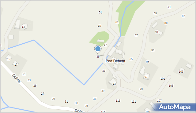 Moszczenica, Dolna, 45, mapa Moszczenica