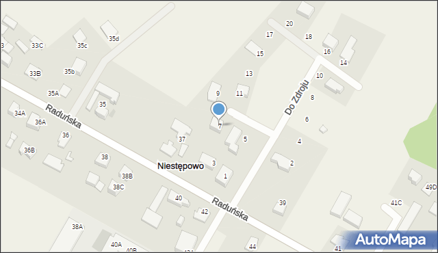 Niestępowo, Do Zdroju, 7, mapa Niestępowo