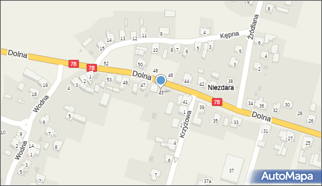 Niezdara, Dolna, 43, mapa Niezdara