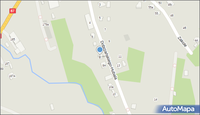 Nowy Sącz, Dobrzańskiego-Hubala Henryka, mjr., 8, mapa Nowego Sącza