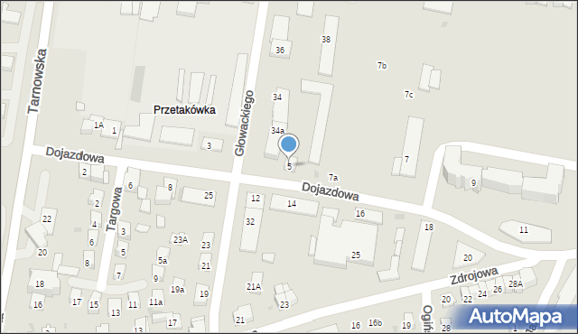 Nowy Sącz, Dojazdowa, 5, mapa Nowego Sącza