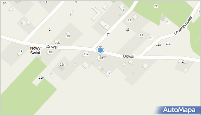 Nowy Świat, Dowsi, 12a, mapa Nowy Świat