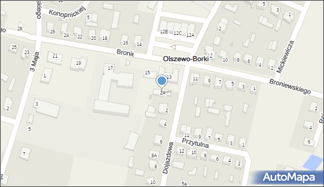 Olszewo-Borki, Dojazdowa, 2A, mapa Olszewo-Borki