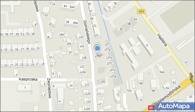 Opole, Domańskiego Bolesława, ks., 105a, mapa Opola