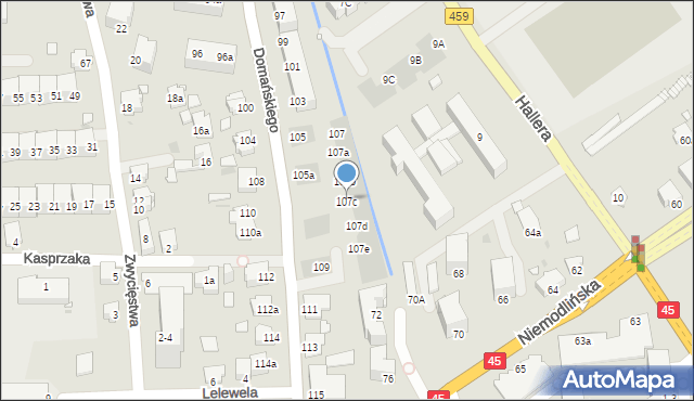 Opole, Domańskiego Bolesława, ks., 107c, mapa Opola