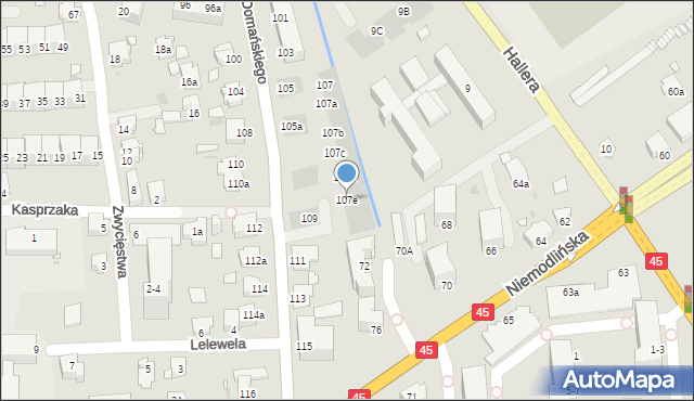 Opole, Domańskiego Bolesława, ks., 107e, mapa Opola
