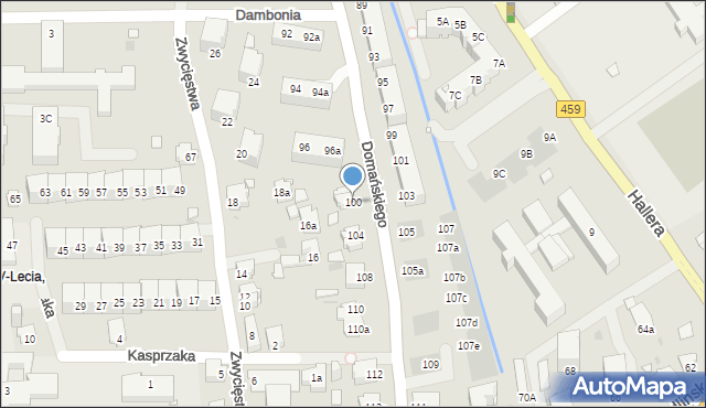 Opole, Domańskiego Bolesława, ks., 100, mapa Opola