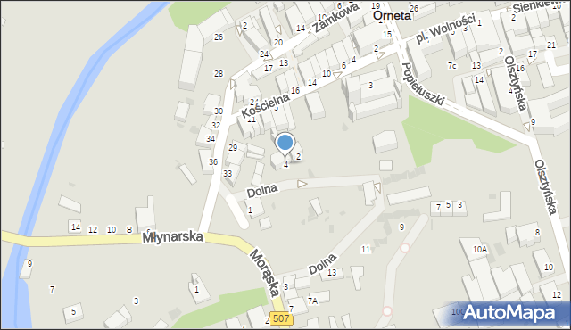 Orneta, Dolna, 4, mapa Orneta