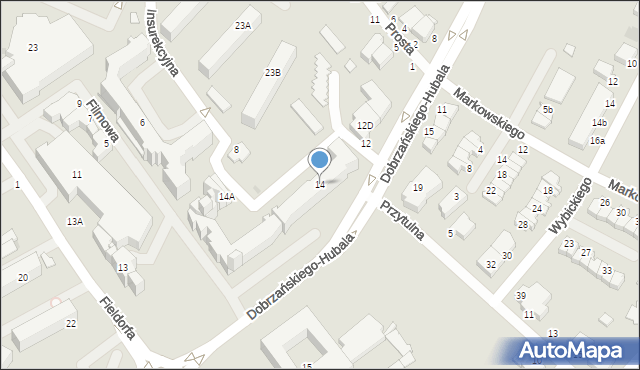 Ostrołęka, Dobrzańskiego-Hubala Henryka, mjr., 14, mapa Ostrołęka