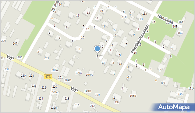 Piotrków Trybunalski, Dobrzańskiego-Hubala Henryka, mjr., 8, mapa Piotrków Trybunalski