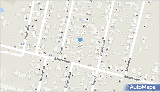 Piotrków Trybunalski, Dolna, 21A, mapa Piotrków Trybunalski