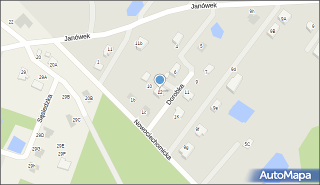 Płock, Dorobka Franciszka, 12, mapa Płock