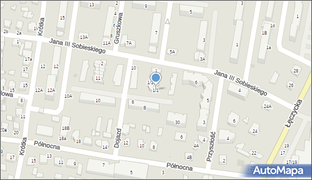 Poddębice, Dojazd, 1/1, mapa Poddębice