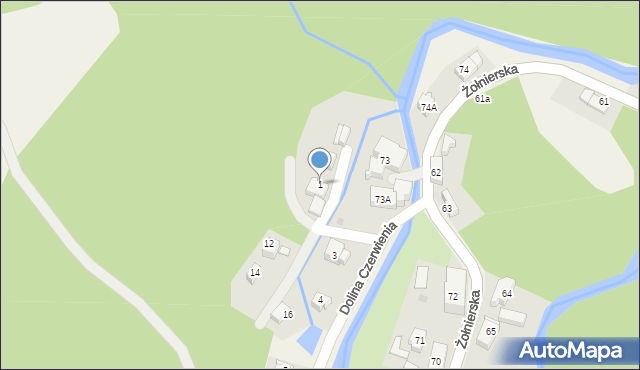 Podgórzyn, Dolina Czerwienia, 1, mapa Podgórzyn