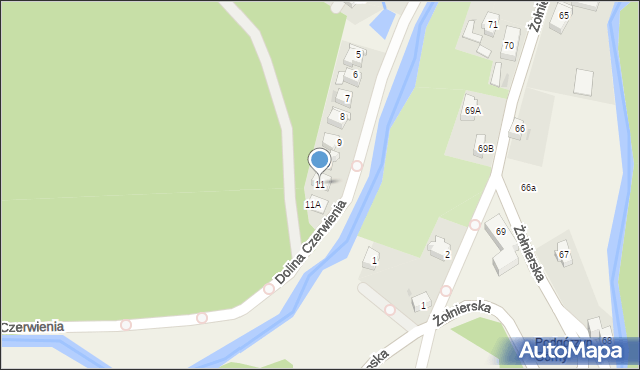 Podgórzyn, Dolina Czerwienia, 11, mapa Podgórzyn