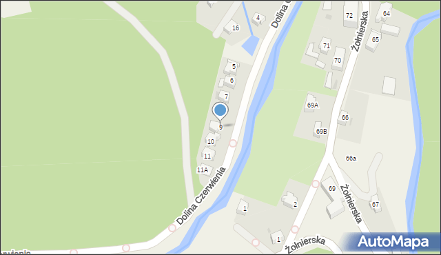 Podgórzyn, Dolina Czerwienia, 9, mapa Podgórzyn