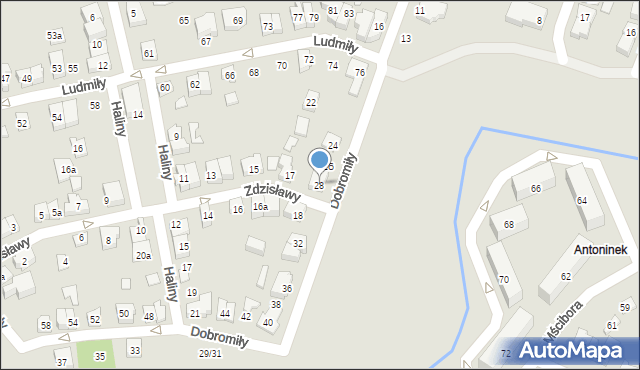 Poznań, Dobromiły, 28, mapa Poznania