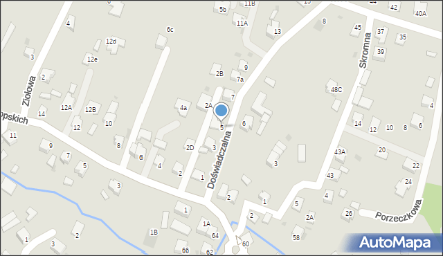 Pszczyna, Doświadczalna, 5, mapa Pszczyny