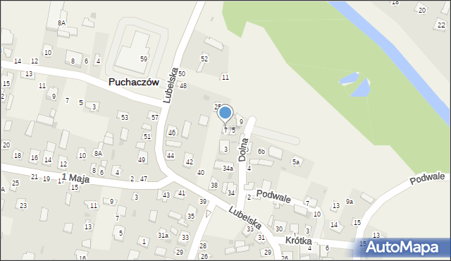 Puchaczów, Dolna, 7, mapa Puchaczów