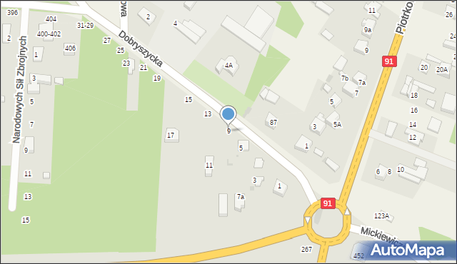 Radomsko, Dobryszycka, 9, mapa Radomsko