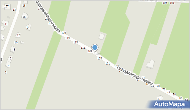 Radomsko, Dobrzańskiego-Hubala Henryka, mjr., 107, mapa Radomsko