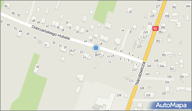 Radomsko, Dobrzańskiego-Hubala Henryka, mjr., 19, mapa Radomsko