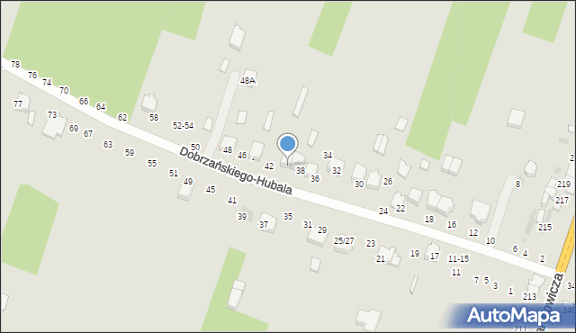 Radomsko, Dobrzańskiego-Hubala Henryka, mjr., 40, mapa Radomsko