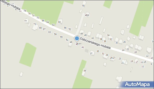 Radomsko, Dobrzańskiego-Hubala Henryka, mjr., 45, mapa Radomsko