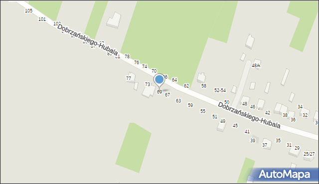 Radomsko, Dobrzańskiego-Hubala Henryka, mjr., 69, mapa Radomsko