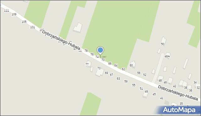 Radomsko, Dobrzańskiego-Hubala Henryka, mjr., 72, mapa Radomsko