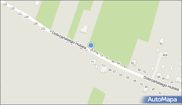 Radomsko, Dobrzańskiego-Hubala Henryka, mjr., 79, mapa Radomsko