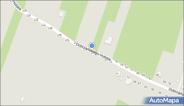 Radomsko, Dobrzańskiego-Hubala Henryka, mjr., 89, mapa Radomsko