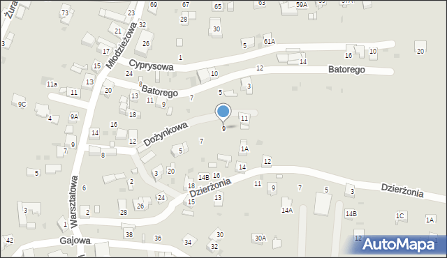 Ruda Śląska, Dożynkowa, 9, mapa Rudy Śląskiej