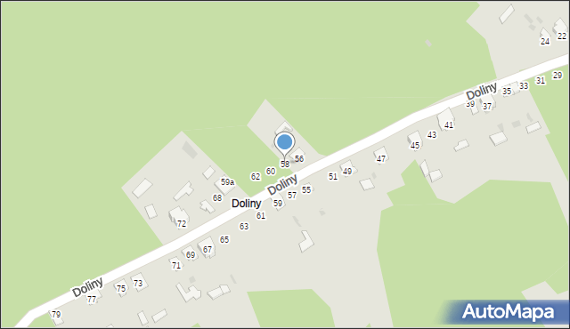 Rudnik nad Sanem, Doliny, 58, mapa Rudnik nad Sanem