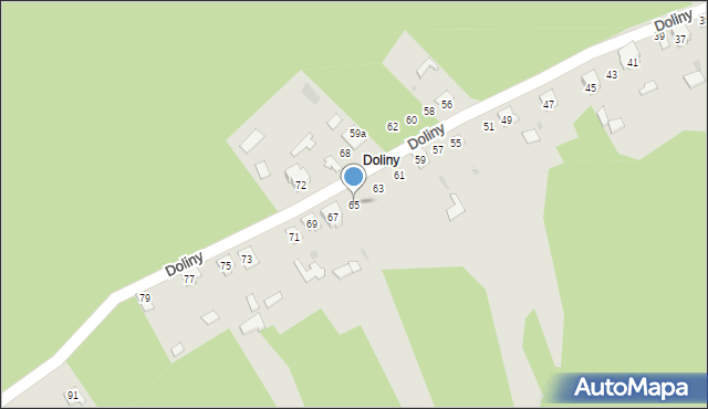 Rudnik nad Sanem, Doliny, 65, mapa Rudnik nad Sanem