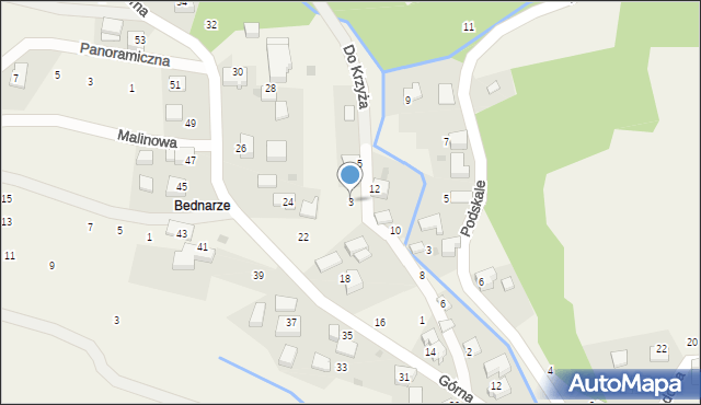 Rybna, Do Krzyża, 3, mapa Rybna