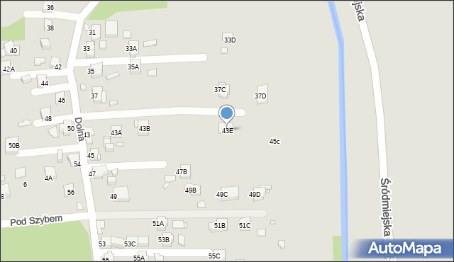 Rybnik, Dolna, 43E, mapa Rybnika