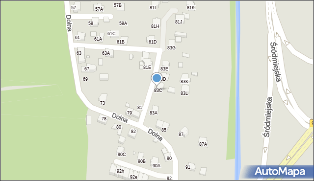 Rybnik, Dolna, 83C, mapa Rybnika