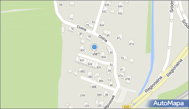 Rybnik, Dolna, 90B, mapa Rybnika