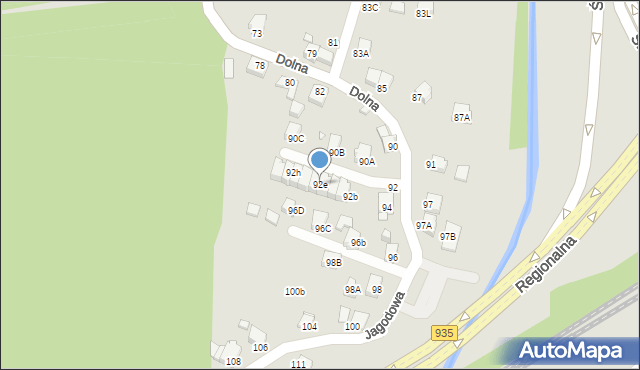 Rybnik, Dolna, 92e, mapa Rybnika